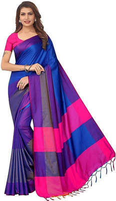 Divastri Color Block Bollywood Art Silk Saree(Dark Blue)