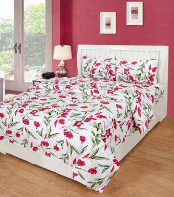 Kapi Fab 150 TC Polycotton Double 3D Printed Flat Bedsheet(Pack of 1, Red)