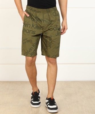 Calvin Klein Jeans Printed Men Green Chino Shorts