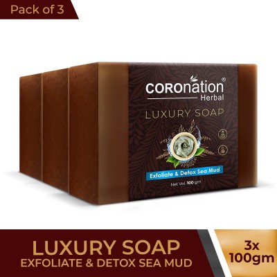 COROnation Herbal Unisex Detox Dead Sea Mud Bathing Bar Removes Excess Oil, Sebum & Unclogs Pores(3 x 100 g)