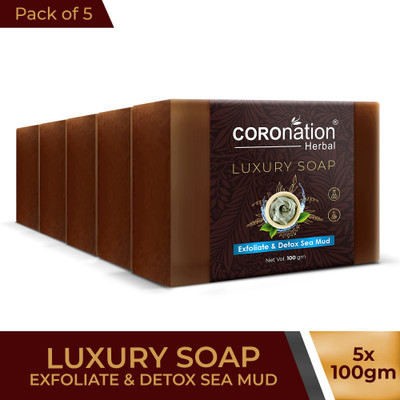 COROnation Herbal Exfoliate & Detox Dead Sea Mud Handmade Soap Improving the skin Tone & Texture(5 x 100 g)