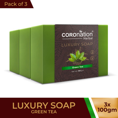 COROnation Herbal Unisex Green Tea Deep Pore Cleaning Premium Soap Remove Dark Spots & Impurities(3 x 100 g)