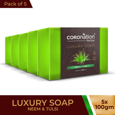 COROnation Herbal Anti-Aging Neem & Tulsi Handmade soap Detoxifies Skin & Deep Pore Cleaning(5 x 100 g)
