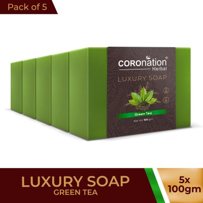 COROnation Herbal Anti-Pollution & Anti Acne Green Tea Bathing Bar For Oil Free Glowing Skin(5 x 100 g)