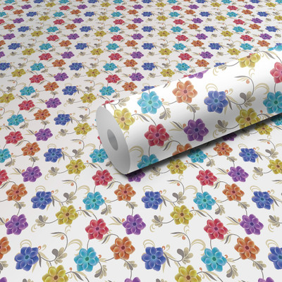 WallDaddy 299.72 cm L-Pachranga Flower Self Adhesive Sticker(Pack of 1)