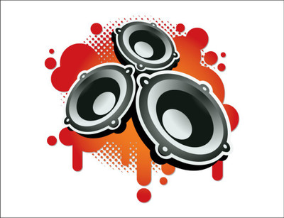 Vijaya enterprises 91 cm Music Speakers Wall Sticker Art Loudspeaker Record Room Area [91x89cm] Self Adhesive Sticker(Pack of 1)