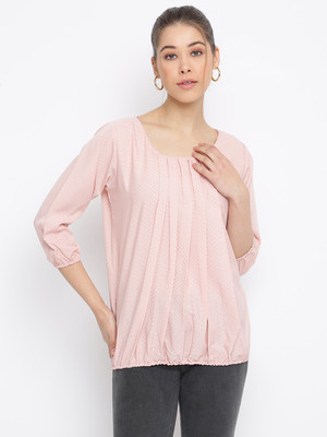 MAYRA Casual Solid Women Pink Top