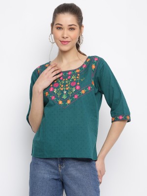 MAYRA Casual Solid Women Green Top