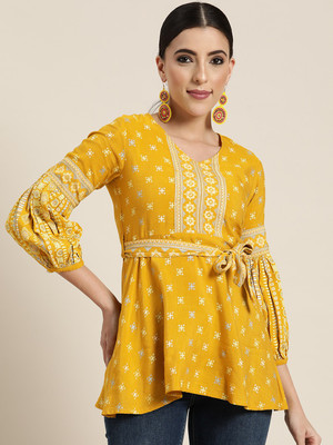 Juniper Casual Printed Women Yellow Top