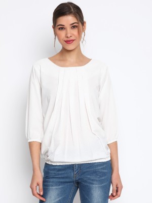 MAYRA Casual Solid Women White Top