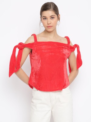 MAYRA Casual Solid Women Red Top