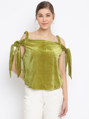 MAYRA Casual Solid Women Light Green Top