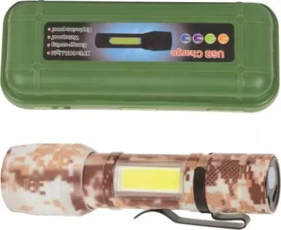ECOSKY MILIRTY BROWN COLOR ALUMINUM ALLOY BODY USB RECHARGEABLE FLASHLIGHT TORCH Torch(Multicolor, 10 cm, Rechargeable)