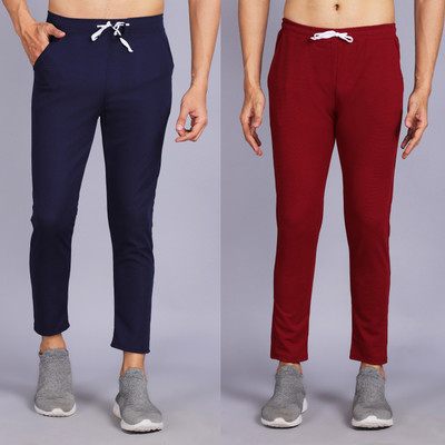 ASK CREATION Solid Men Blue, Maroon Track Pants