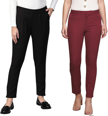 fheo Regular Fit Women Black Trousers