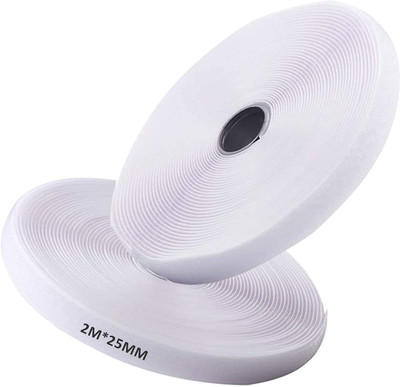 NOZOMI Non Adhesive Hook Tape & Non Adhesive Loop Tape (2M*25mm Hook & Loop Tape Sew-on Velcro(White)