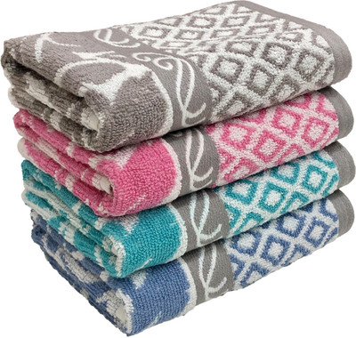 STAMIO Cotton 490 GSM Hand Towel Set(Pack of 4)