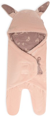 Mi Arcus Printed Crib Hooded Baby Blanket for  AC Room(Cotton, Pink)