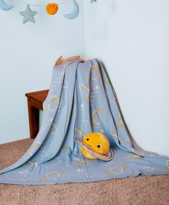 Mi Arcus Printed Crib Crib Baby Blanket for  AC Room(Cotton, Blue)