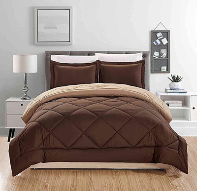 HELGA Checkered Double Comforter for  Mild Winter(Poly Cotton, Brown, Beige)