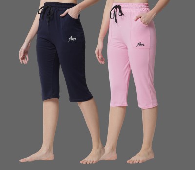 Trendy World Women Dark Blue, Pink Capri