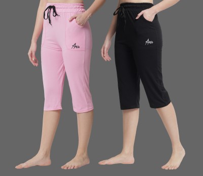 Fit N Fame Women Black, Pink Capri