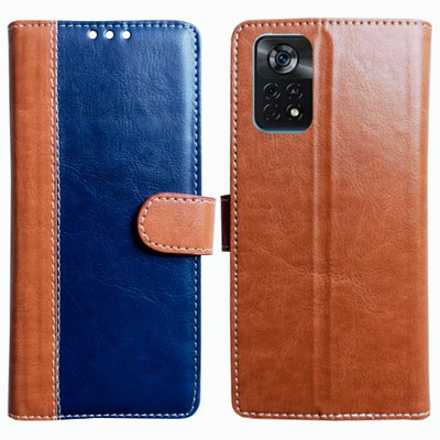 Realgo Flip Cover for Poco X4 Pro 5G(Brown, Pack of: 1)