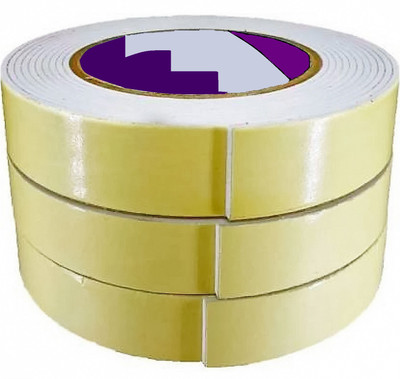 CNA 2022 Double Sided Tapes Real Adhesive on Both Sides Sticky Surface , Cello Double Sided Foam Tape by CHAMA ( Set of 3 ), (Manual)(Set of 3, White, Yellow, Multicolor)