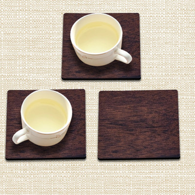 LAVNIK Square Reversible Wood Coaster Set(Pack of 2)