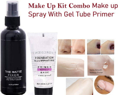YAWI Make Up Spray Fixer With Face Base Primer Smooth Brighten Skin Tone Combo Set(2 Items in the set)