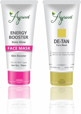 Aysun Energy Booster Face Mask Skin Booster & De-Tan Face Wash Combo Pack of 2(2 Items in the set)