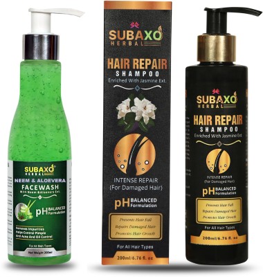 Subaxo Herbal Neem & Aloevera face Wash 200 ml And Herbal Hair Repair Shampoo 200 ml(2 Items in the set)