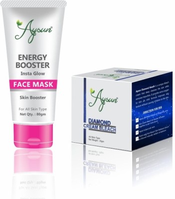 Aysun Energy Booster Face Mask Skin Booster & Diamond Cream Bleach 25gm Combo Pack of 2(2 Items in the set)