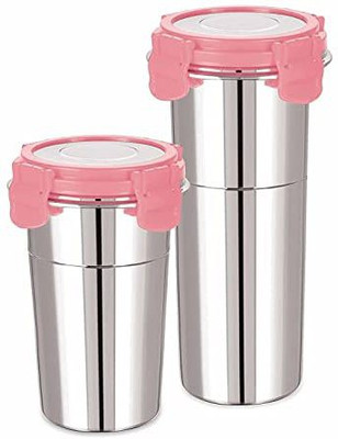 PRAGATI SALES Steel Utility Container  - 400 ml, 600 ml(Pack of 2, Pink)