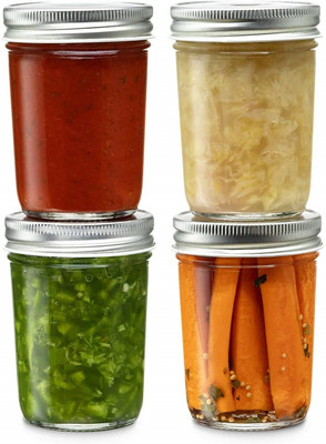 GRACIOUS MART Glass Utility Container  - 500 ml(Pack of 4, Clear)