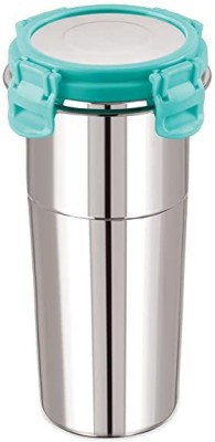 YASHODEEP PLASTIC Click and Seal Lock Glass Stainless Steel Storage 600 ml Bottle(Pack of 1, Blue, Silver, Steel)