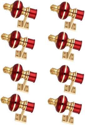 Shining Red Curtain Hooks, Curtain Knobs, Curtain Rods, Rod Rail Bracket Metal(Pack of 8)