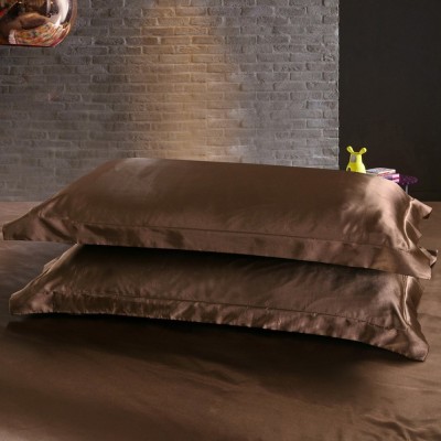 DEHMAN Satin Pillows Cover(Pack of 2, 48 cm*30 cm, Brown)