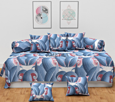 AMEYAA Polycotton Damask Diwan Set(Blue)
