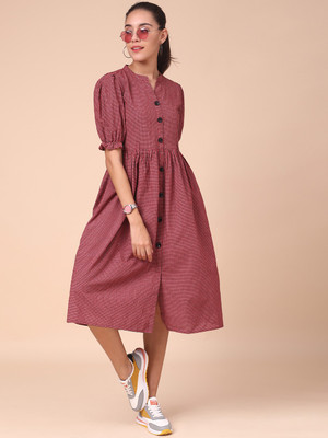 J TURRITOPSIS Women Skater Red Dress