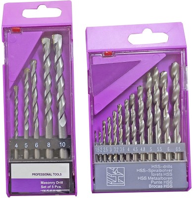 Gadariya King Combo of 13 Pcs Hss and 5 Pcs Masonry Drill Bit Set