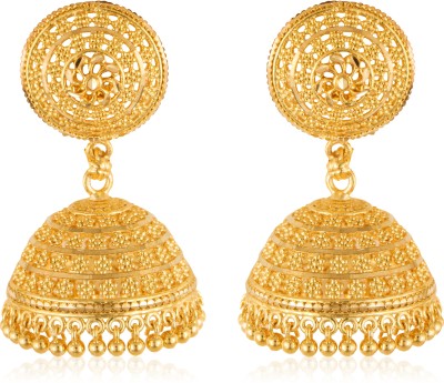 VIVASTRI Traditional South Screw Back Alloy Gold Plated Round Jhumki Earring Alloy Jhumki Earring