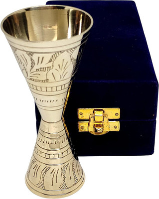 Akanksha Arts Alluring conical Peg Measure Made of Brass, Hand Engraved Design in a Velvet Box 1 - Piece Bar Set(Brass)