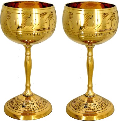 Akanksha Arts (Pack of 2) Pair of Shot Glasses - Made of Brass - Glittering Gold Glass Shot Glass(60 ml, Brass, Gold)