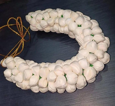 PSYCHFLORE Pack of 2 - Fancy Gajra in Artificial Sola Wood Material Jasmine Mogra Flower Hair Accessory Set(White)