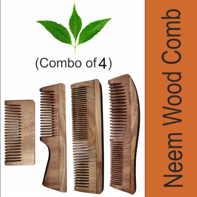 Arsh Variety Store Neem Wood Combs Set Combo Handmade Anti- Dandruff for Man and Women