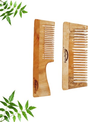 GrowMyHair Neem Wood Comb Anti-Bacterial, Anti Dandruff for Hair Regrowth, Set of 2