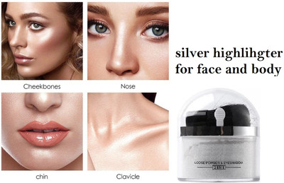 KA-KAIASHA Smooth loose powder with brush glitter silver eye shadow highlighter powder Highlighter(SILVER)