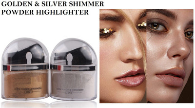KA-KAIASHA GOLD AND SILVER WHITENING SHIMMER HIGHLIGHTER PACK OF 2 Highlighter(SILVER, GOLDEN)