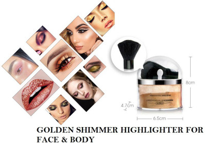 KA-KAIASHA HIGH QUALITY SHIMMERRY SHINE WHITENING SHIMMER LOOSE POWDER PACK OF 1 Highlighter(GOLDEN)